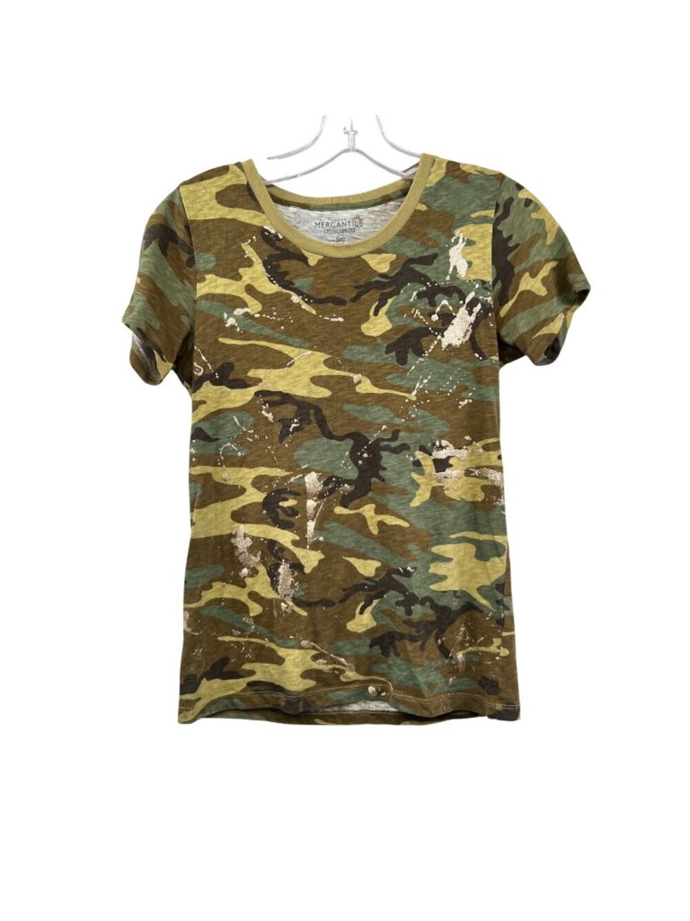 J.Crew Mercantile Womens Camo T-Shirt Glitter Green/Multi Size XXS